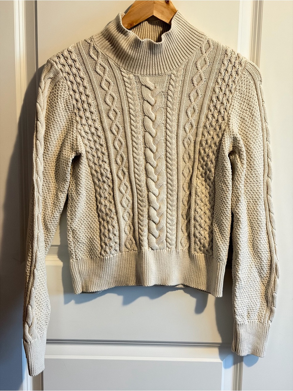 GAP Cream Cable Knit Turtleneck Sweater